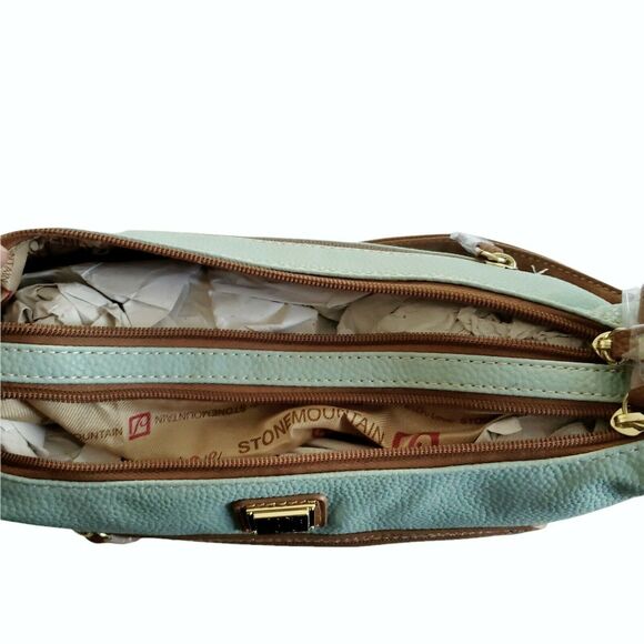 STONE MOUNTAIN Cornwall Sophia Hobo leather shoulder bag purse seafoam tan NEW - Picture 6 of 11